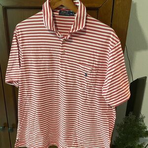 Ralph Lauren Red and White Striped Polo Shirt